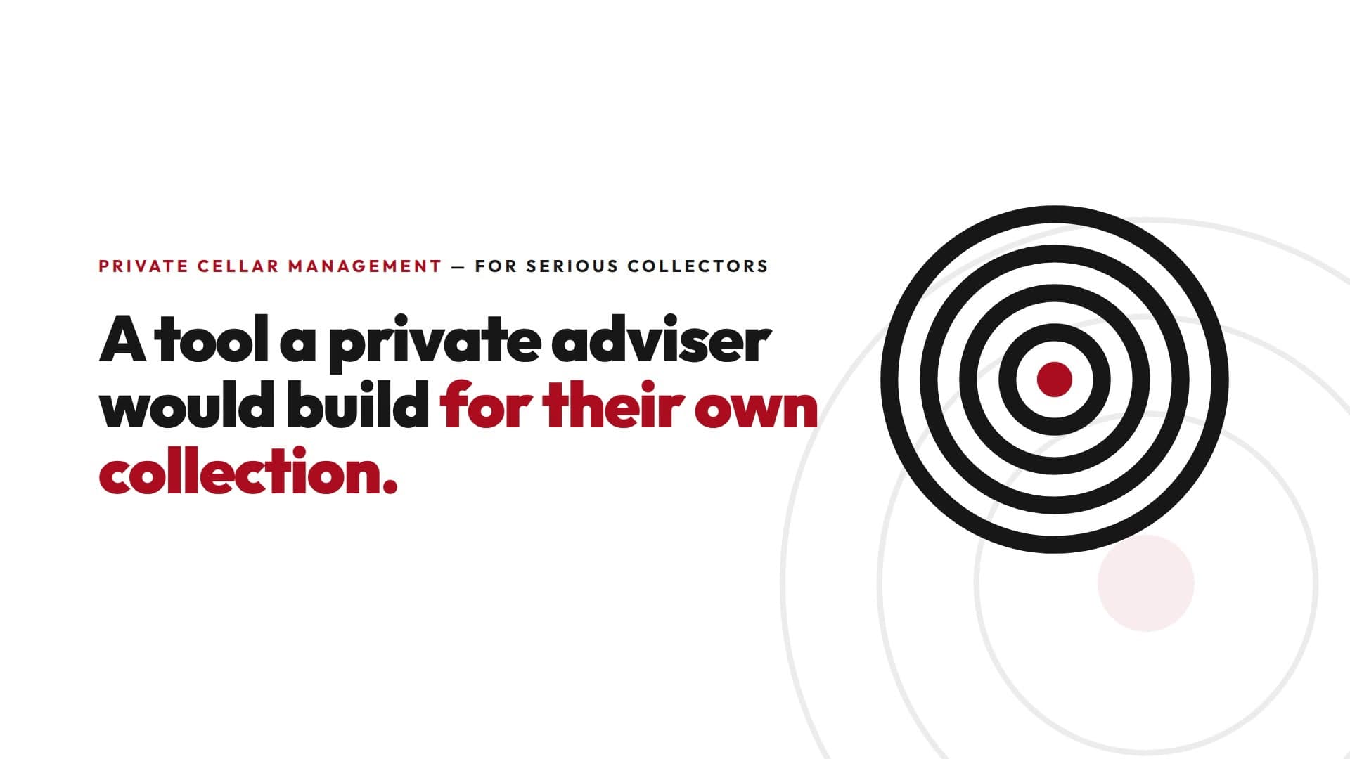 Corkprop hero: "A tool a private adviser would build for their own collection." beside the red-centred concentric ring logo.